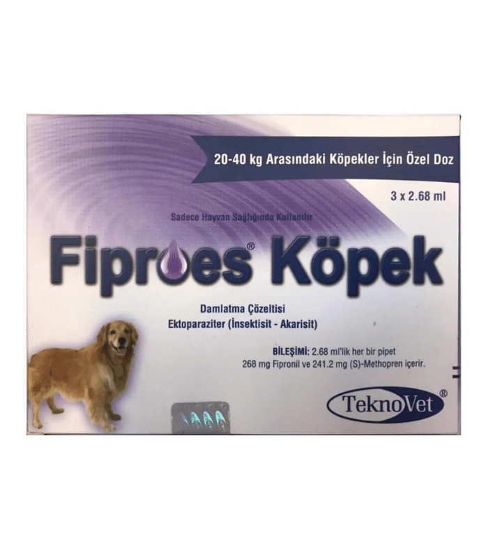 Fiproes Köpek Damlatma Çözeltisi 3 Pipet, 2,68 ml (20–40 kg)