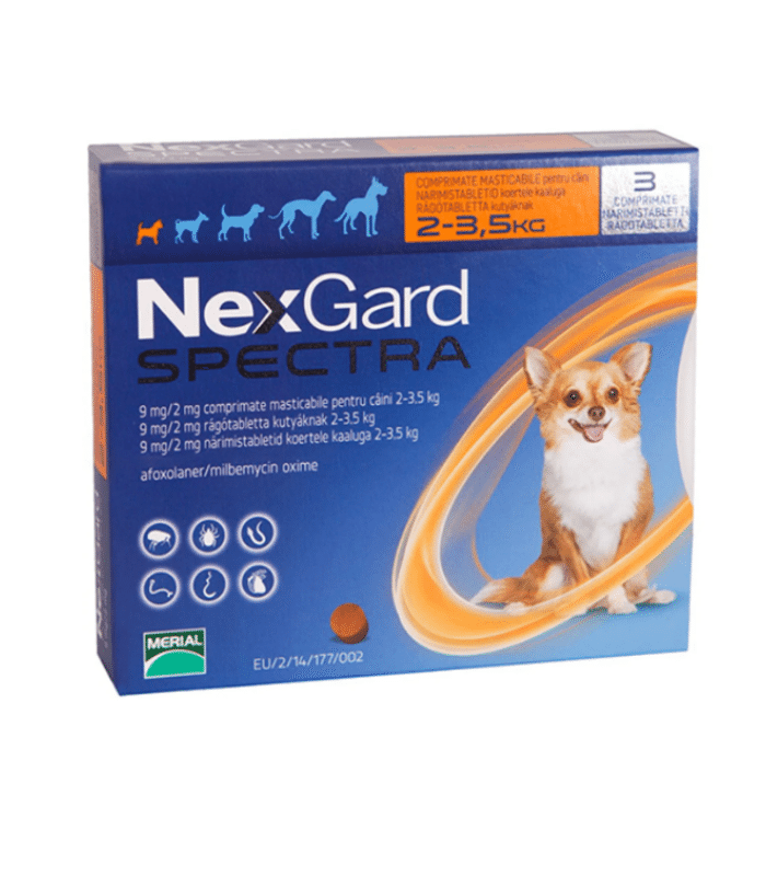 NexGard Spectra Köpek Çiğneme Tableti 3 Adet (2–3,5 kg)