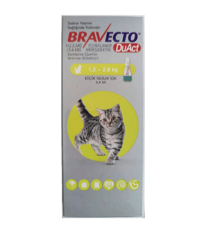 Bravecto DuAct Kedi Damlatma Çözeltisi 1 Pipet, 0,4 ml (1,2–2,8 kg)