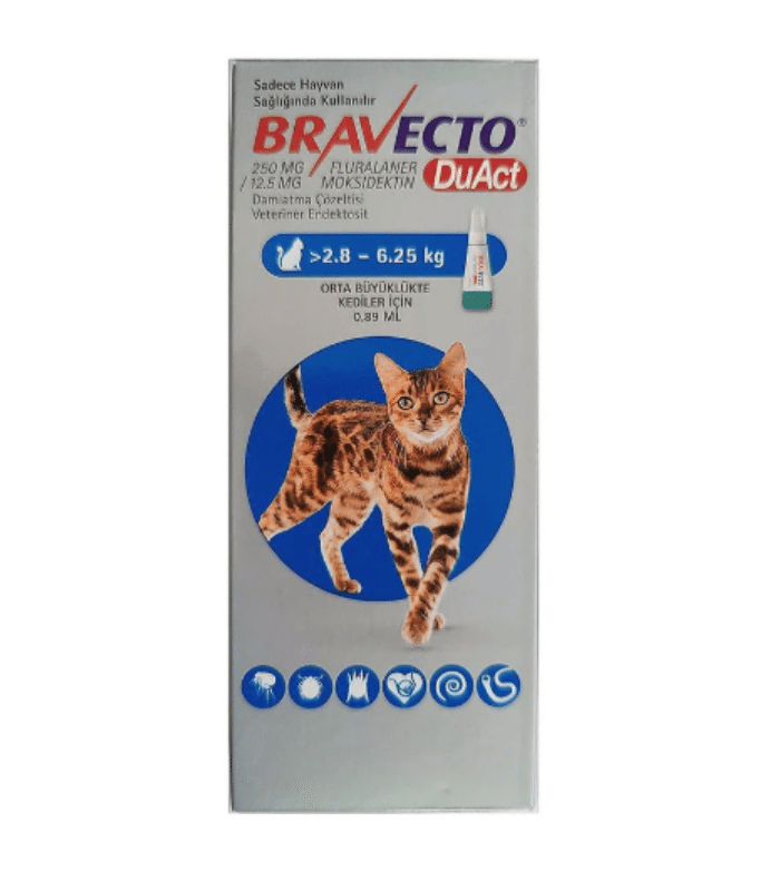 Bravecto DuAct Kedi Damlatma Çözeltisi 1 Pipet, 0,89 ml (2,8–6,25 kg)