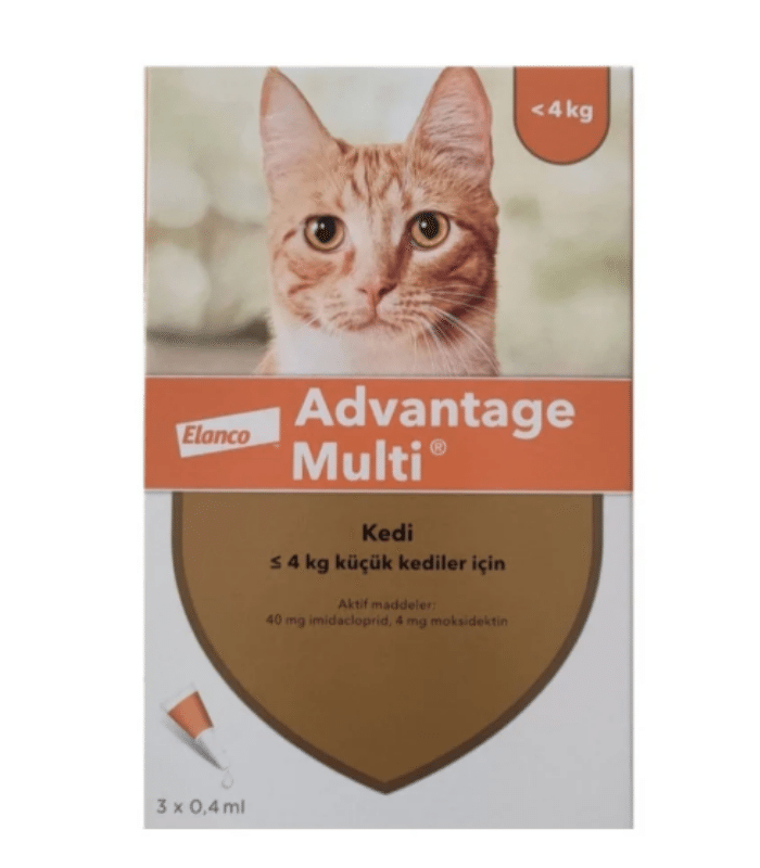 Elanco Advantage Multi Kedi İç-Dış Parazit Damlası 3 Pipet, 0,4 ml (4 kg Altı)