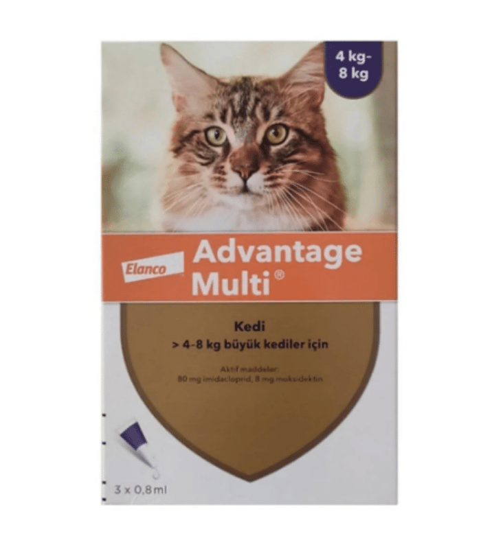 Elanco Advantage Multi Kedi İç-Dış Parazit Damlası 3 Pipet, 0,8 ml (4–8 kg)