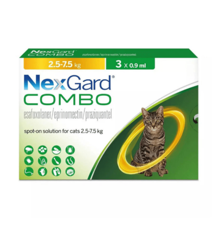 NexGard Combo Kedi İç-Dış Parazit Damlası 3 Pipet, 0,9 ml (2,5–7,5 kg)